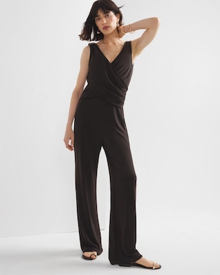 Shirred Shoulder Matte Jersey Jumpsuit | White House Black
